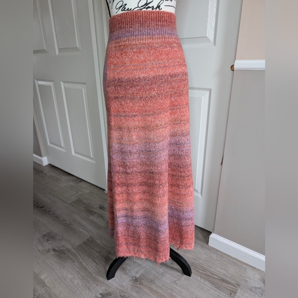 Free People Leanna Swit Maxi Skirt in Coral and Lavender